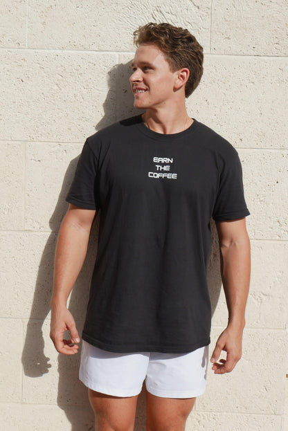 Earn The Coffee T Shirt – Midnight Black